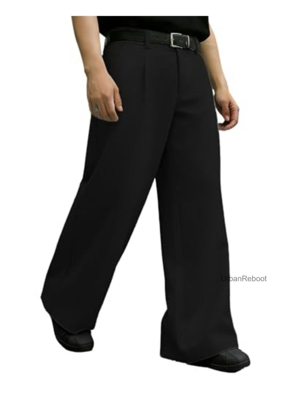 Wide Leg Linen Blend Pleated Dress Pants Mens Baggy Loose Fit Casual Trousers